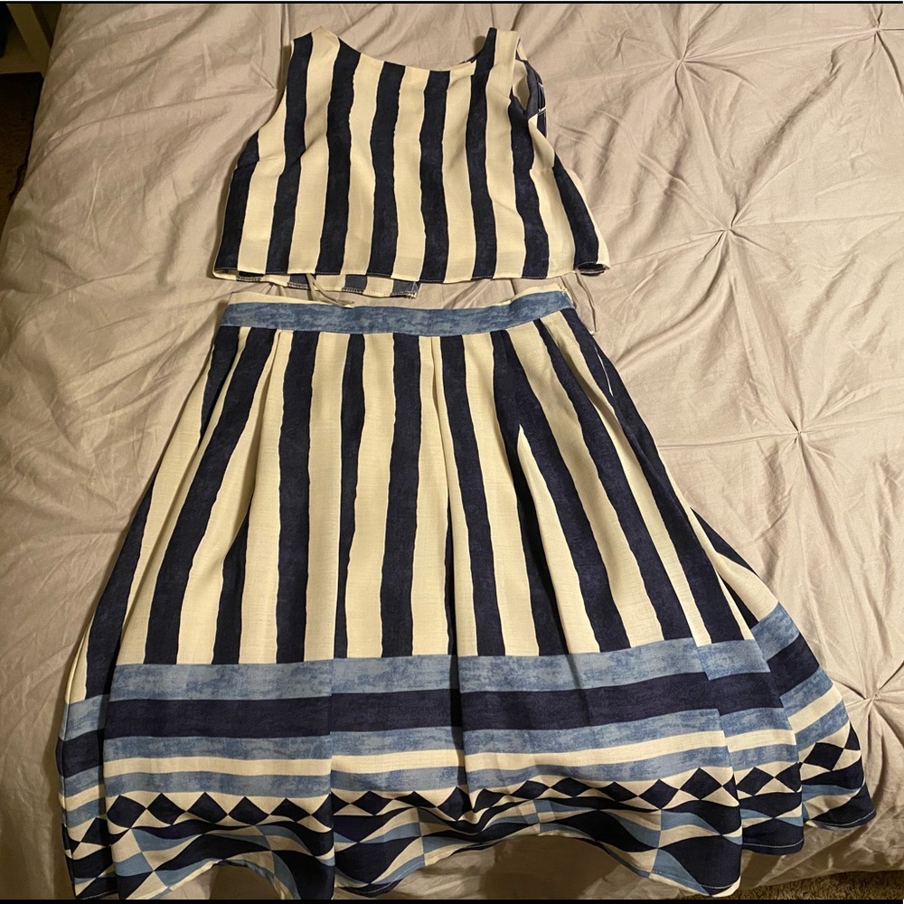 Everly Two Piece Striped Skirt/Tank Set